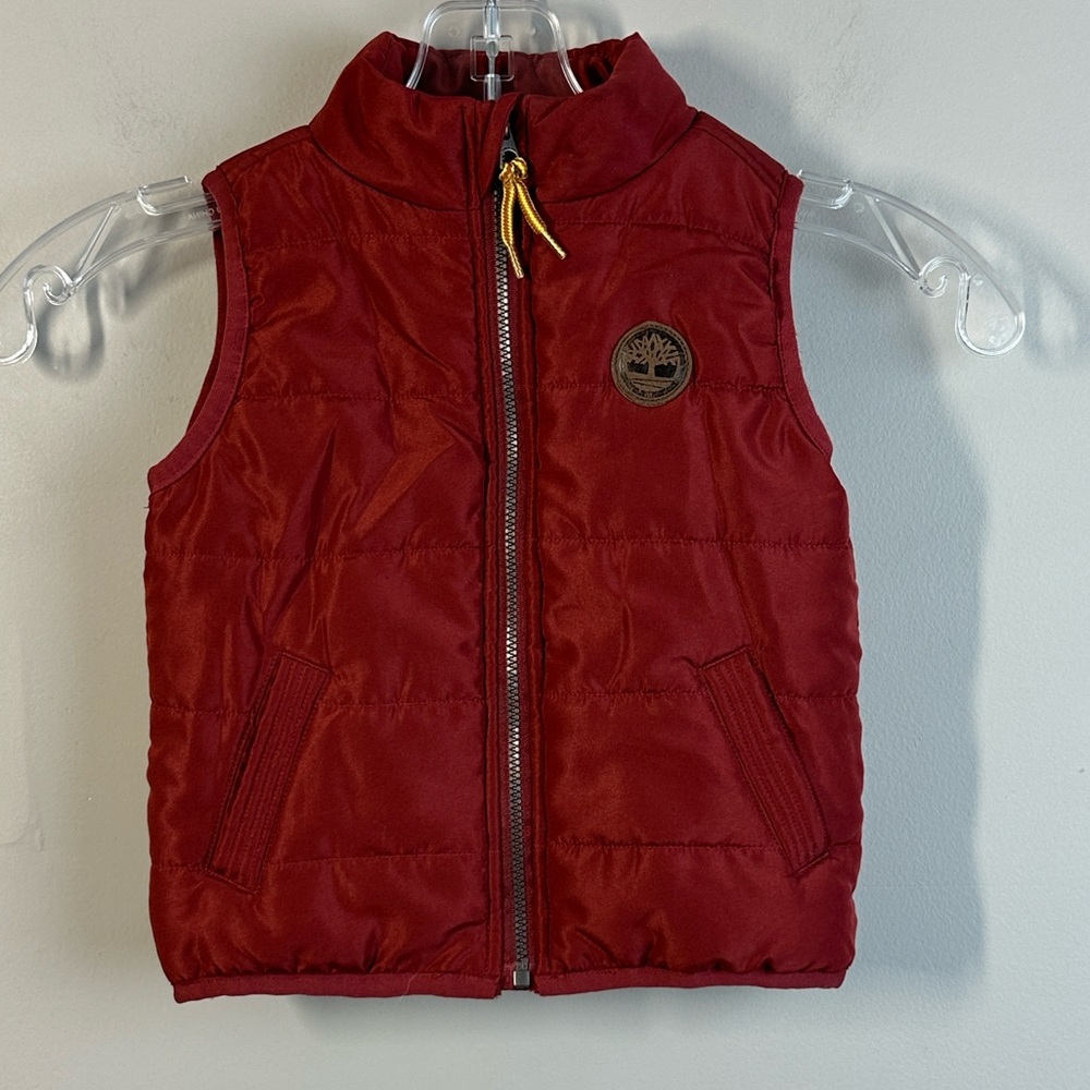 Timberland Red Zip Puffer Quilted Vest Size 12M Kid Toddler Logo Winter Outdoor